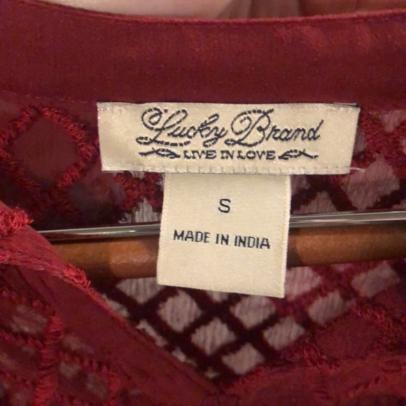 Dark red boho Lucky Brand blouse - Picture 3 of 3